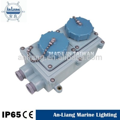 Marine electrical IMPA 792766 power waterproof industrial 16a AC 110V 220V 2p 3p outdoor drain blue IEC power twin socket